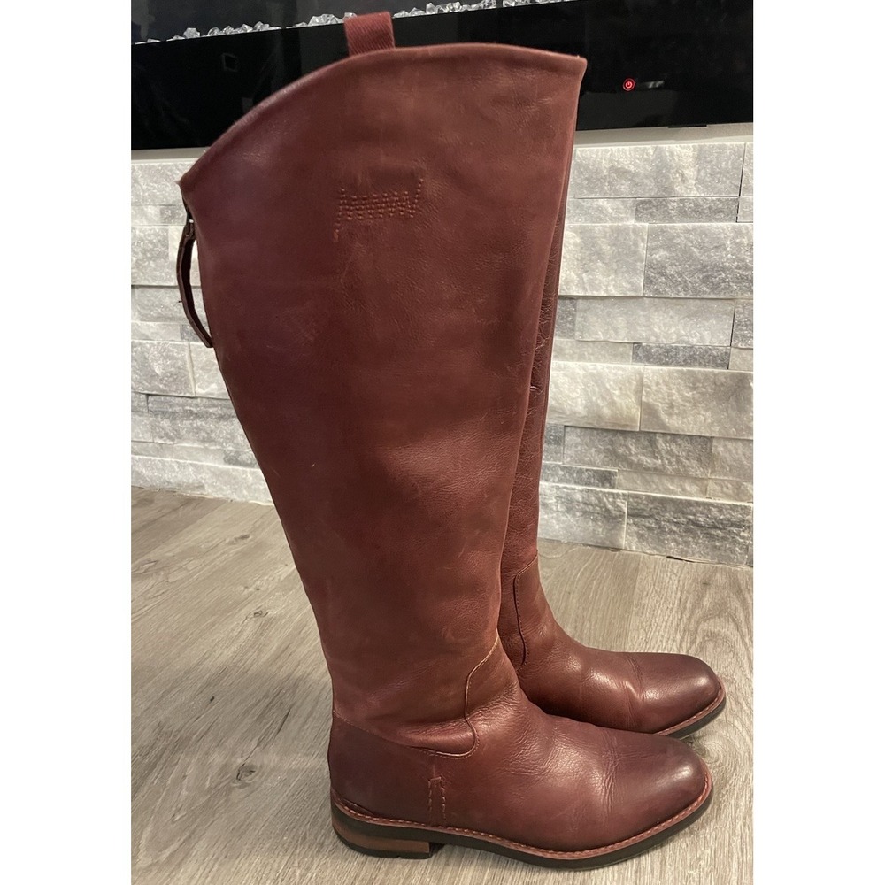 Franco Sarto Leather Boots Women's Size 7.5 M black Knee High Full Zip Riding - Picture 3 of 11